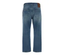 Cropped Straight-Leg Jeans — Blue