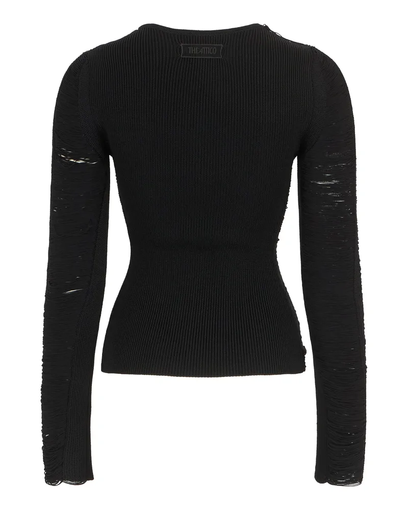ATTICO Women's Long-Sleeve Black Top Viscose Tops Black