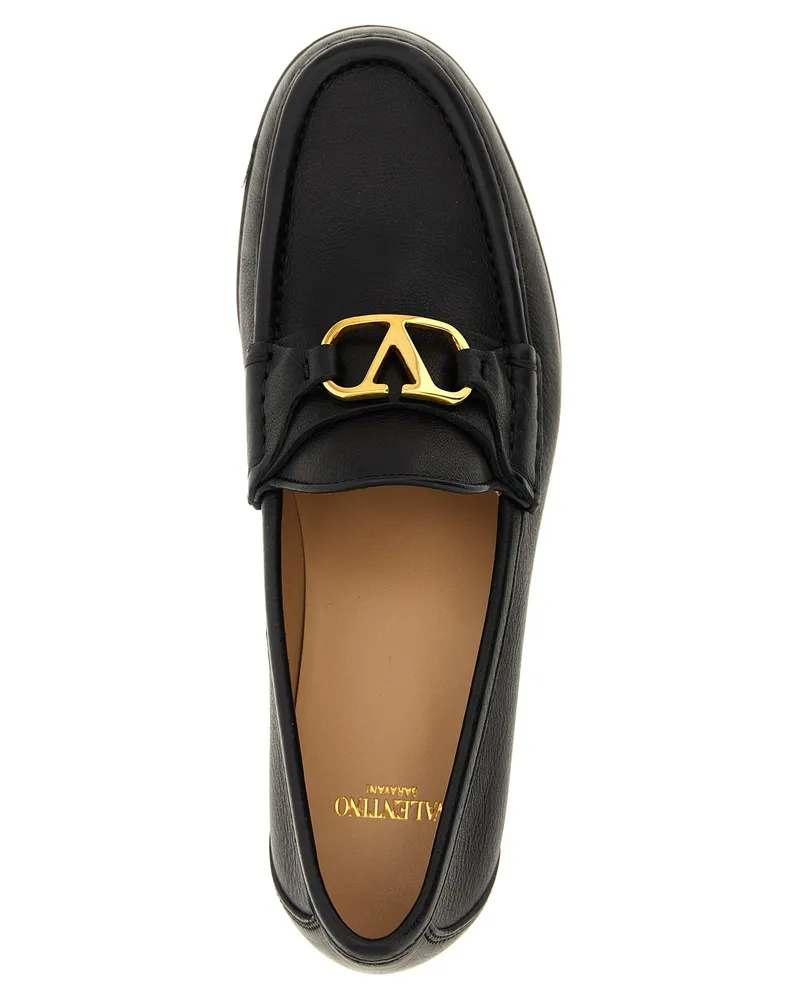Valentino Garavani Women's Black Buffalo Leather Slip-On Loafers Black