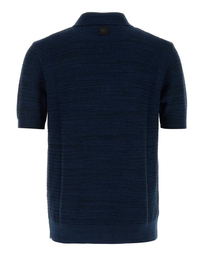 Etro Textured Cotton Polo — Navy Navy