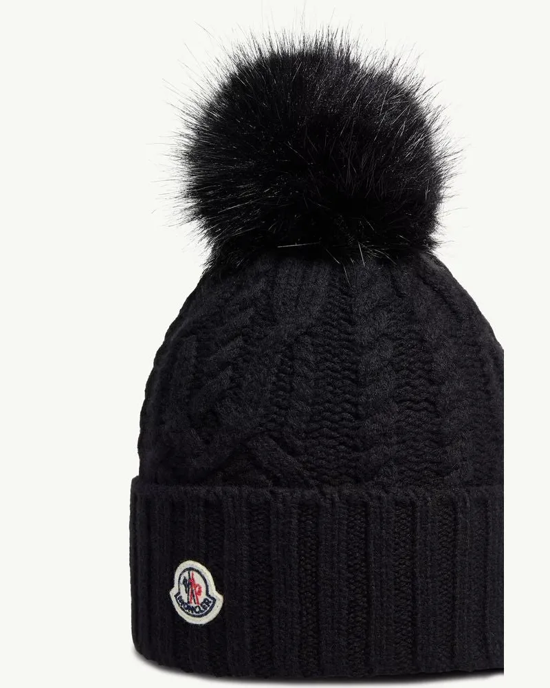 Moncler L20933B00041M4506999 Fur Pom-Pom Beanie — Black Black