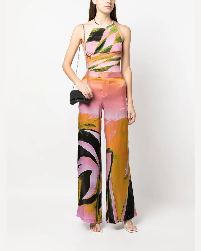 Louisa Ballou Printed Silk Trousers — Pink Pink