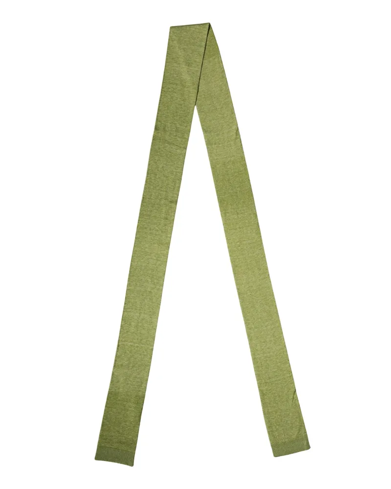 Dolce & Gabbana Green Cashmere Knitted Neck Foulard 280cm X11cm Men Scarf Silk Green