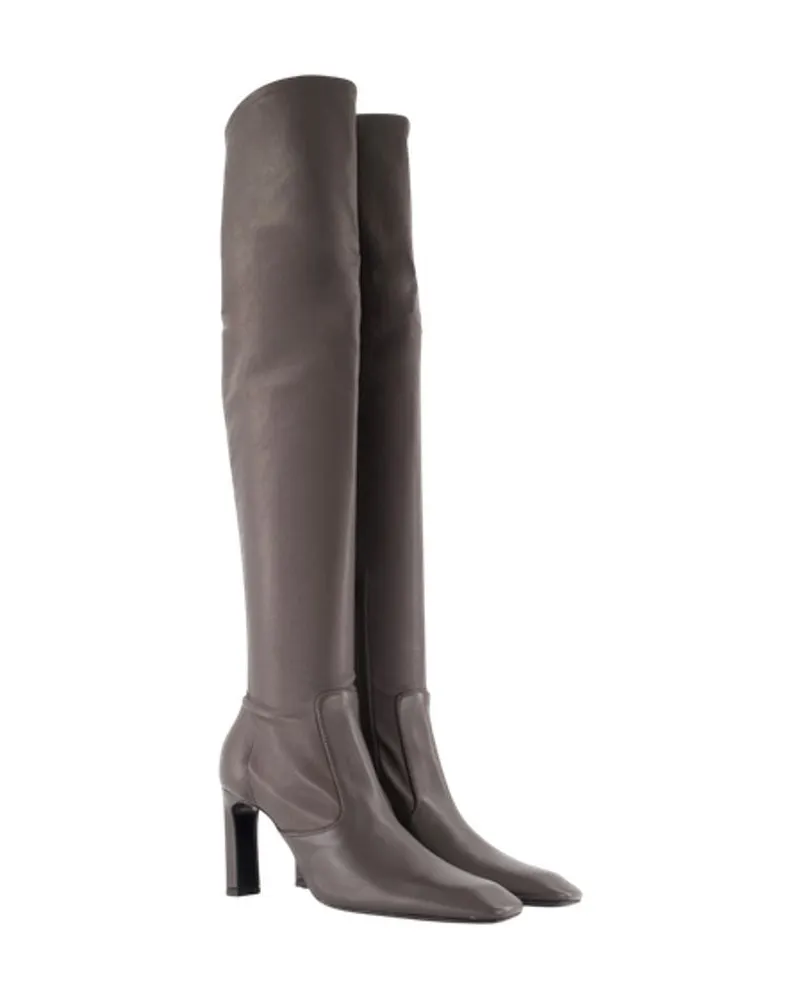 Totême Calfskin Leather Over-the-Knee Boot — Brown Brown