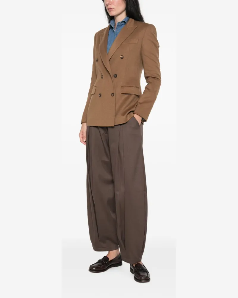 Tagliatore Cashmere Double-Breasted Blazer — Camel Camel