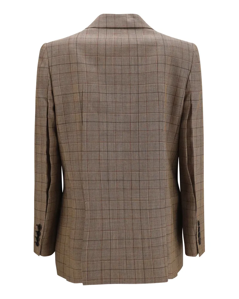 Chloé Checked Double-Breasted Blazer — Brown Brown