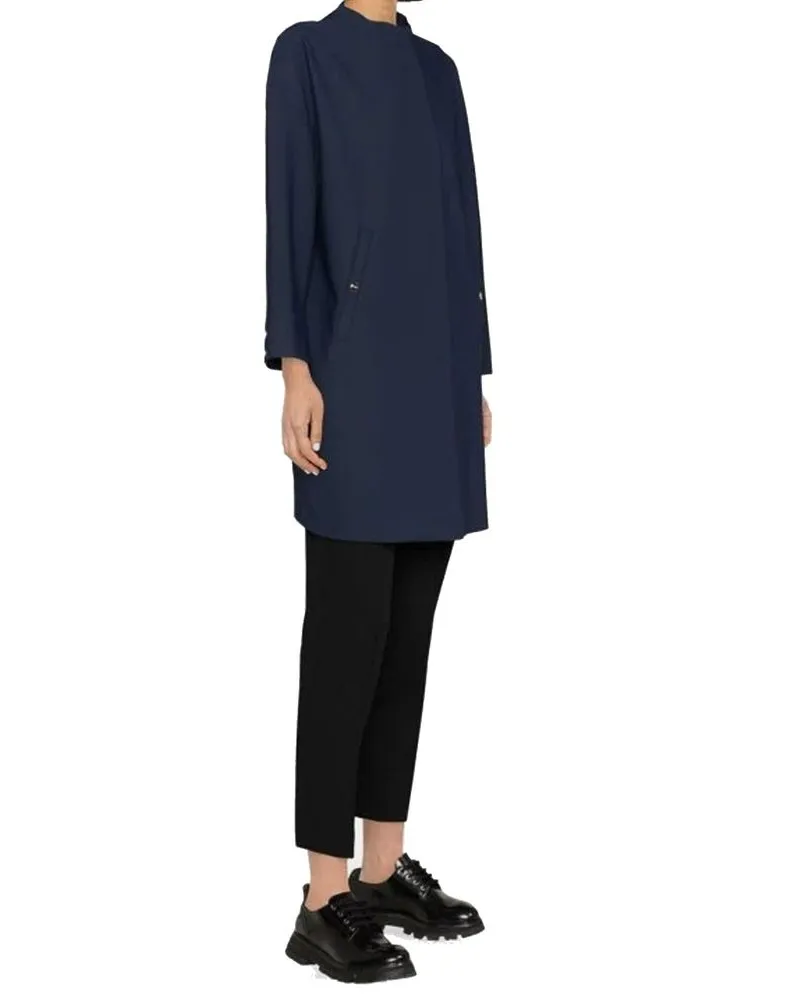 Herno Women's Blue Elastane Coat Clothing Navy