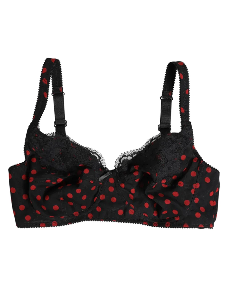 Dolce & Gabbana Polka-Dot Silk Balconette Bra — Black Black