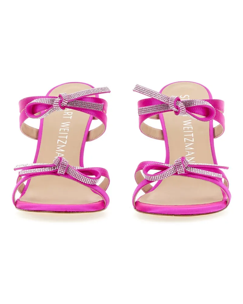 Stuart Weitzman Bow-Detail Buckle Slide Heel Slide — Pink Pink