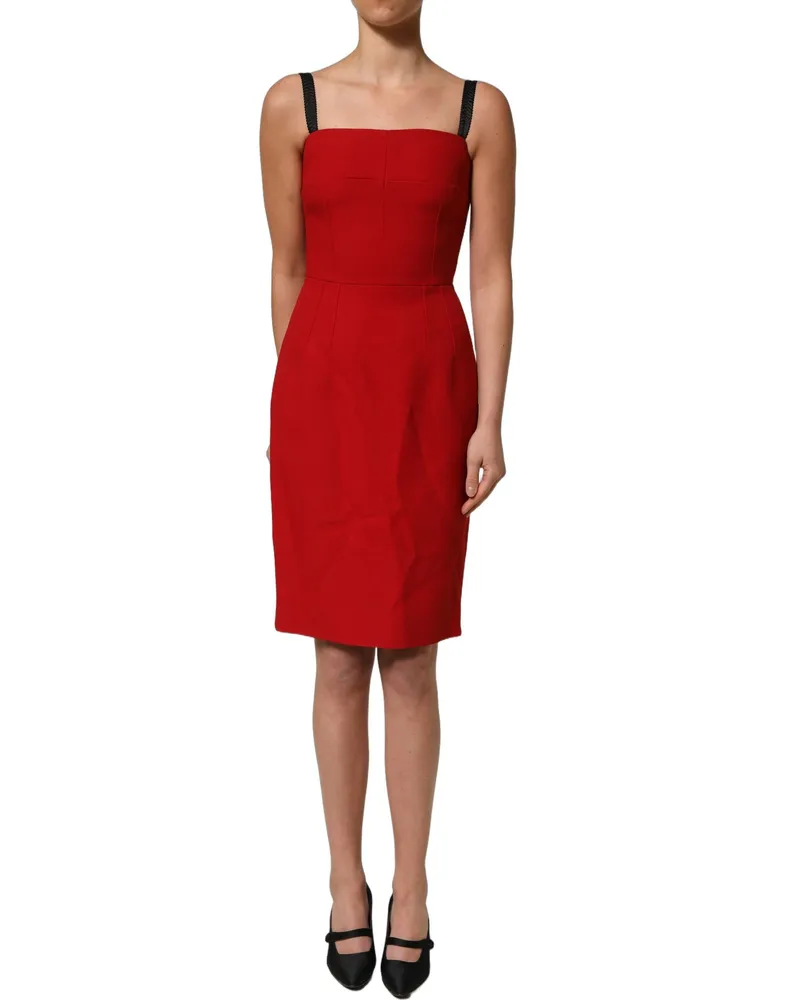 Dolce & Gabbana Women Red Stretch Bodycon Sheath Knee Length Dress Acetate Viscose Red