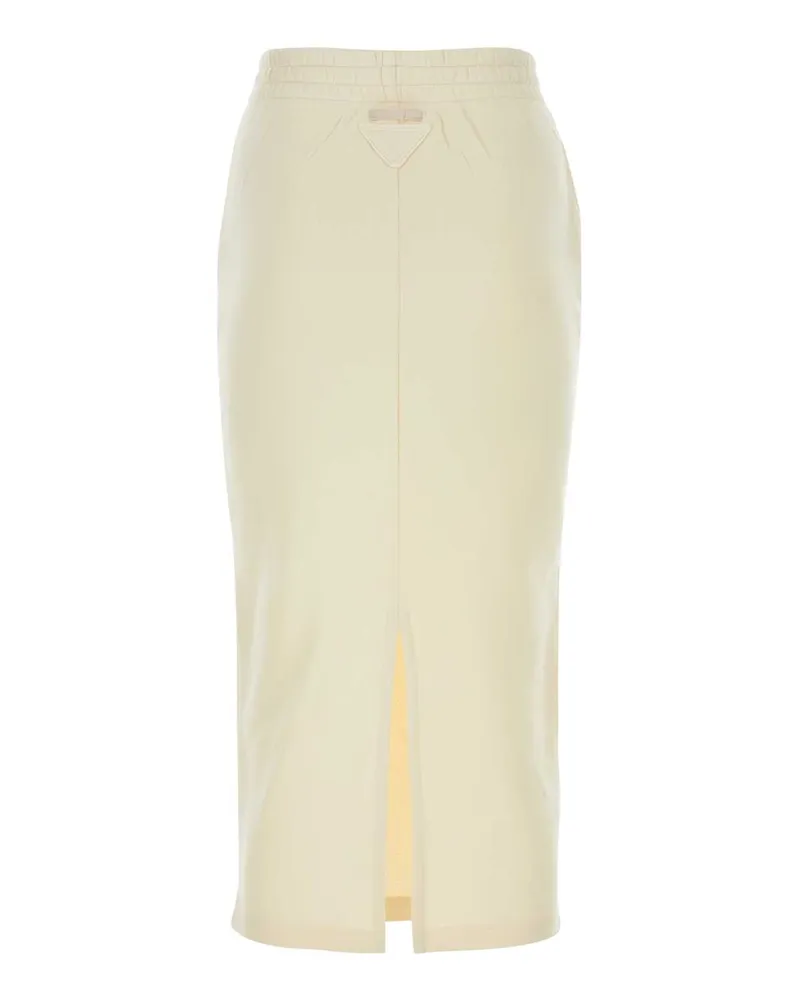 Prada Women Cream Cotton Skirt Naturale Gonne Beige