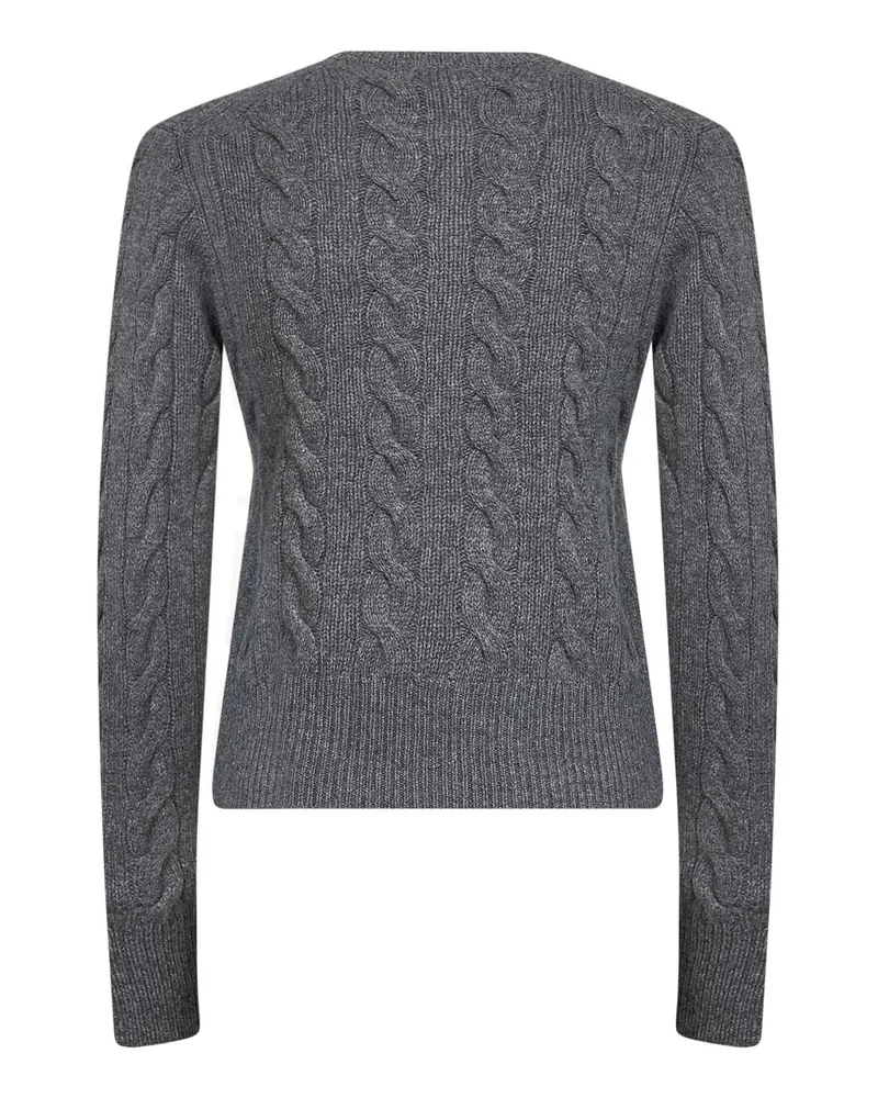 Ralph Lauren Women's Cable Knit Cardigan Flannel Grey Wool-Cashmere Cardigans Sweater Gray