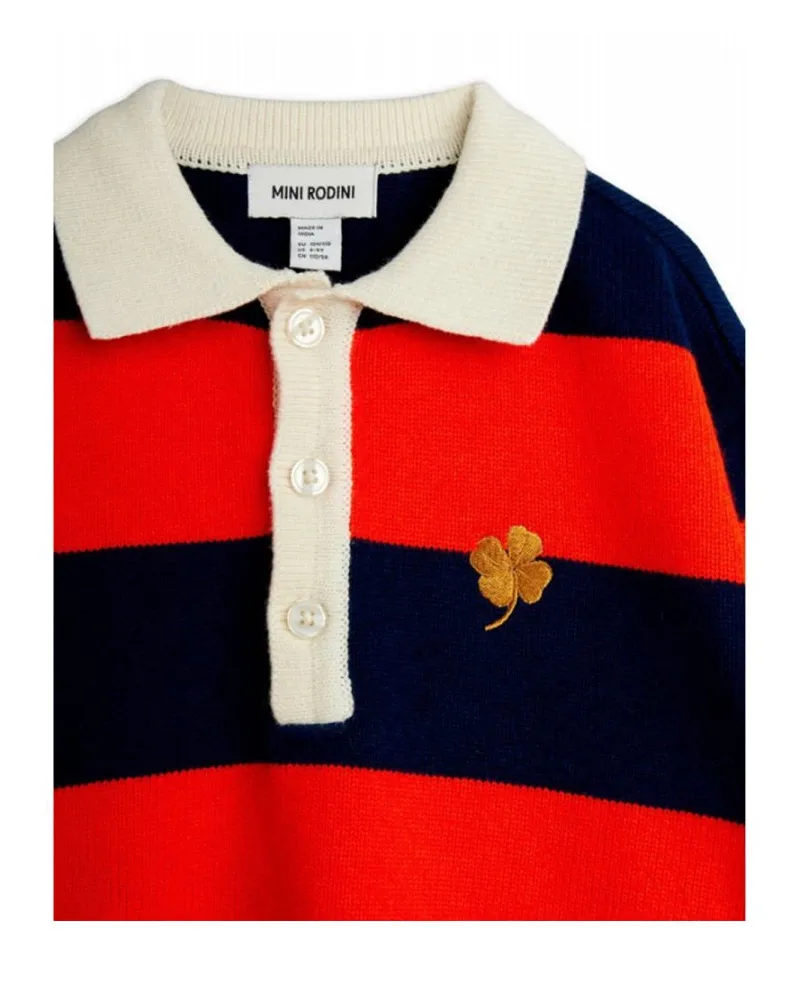 Mini Rodini Striped Organic Cotton Wool Polo — Multicolor Multicolor