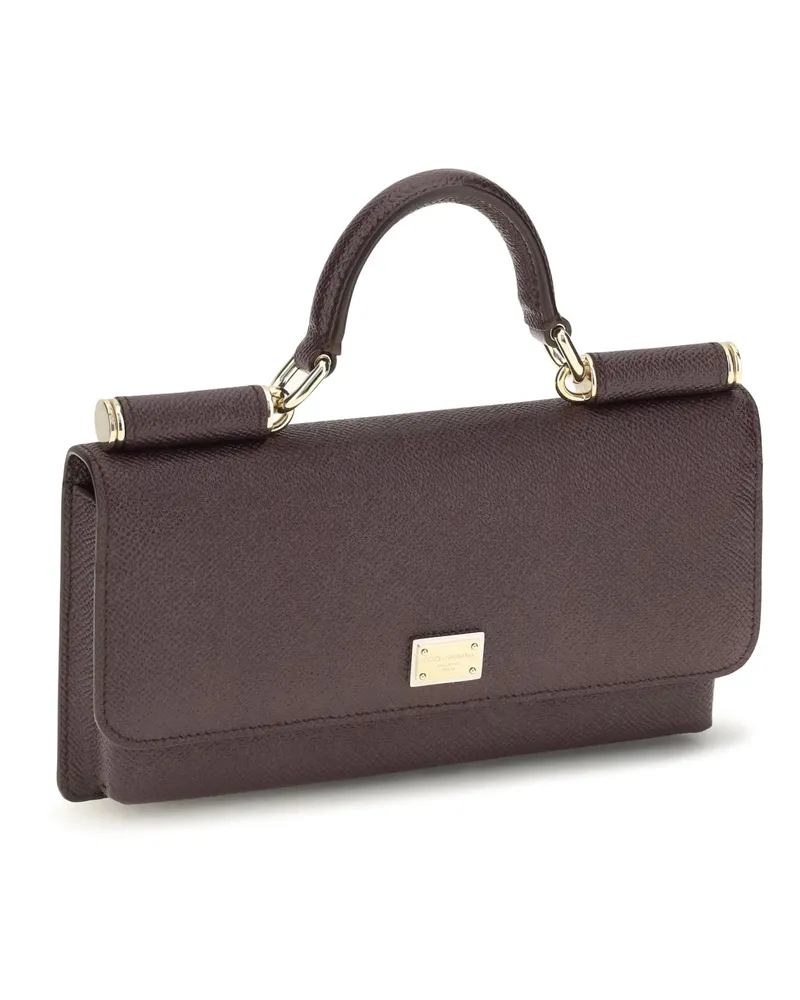 Dolce & Gabbana Women's Micro Sicily Shoulder Bag Mosto Calf Leather Bos Taurus Brown