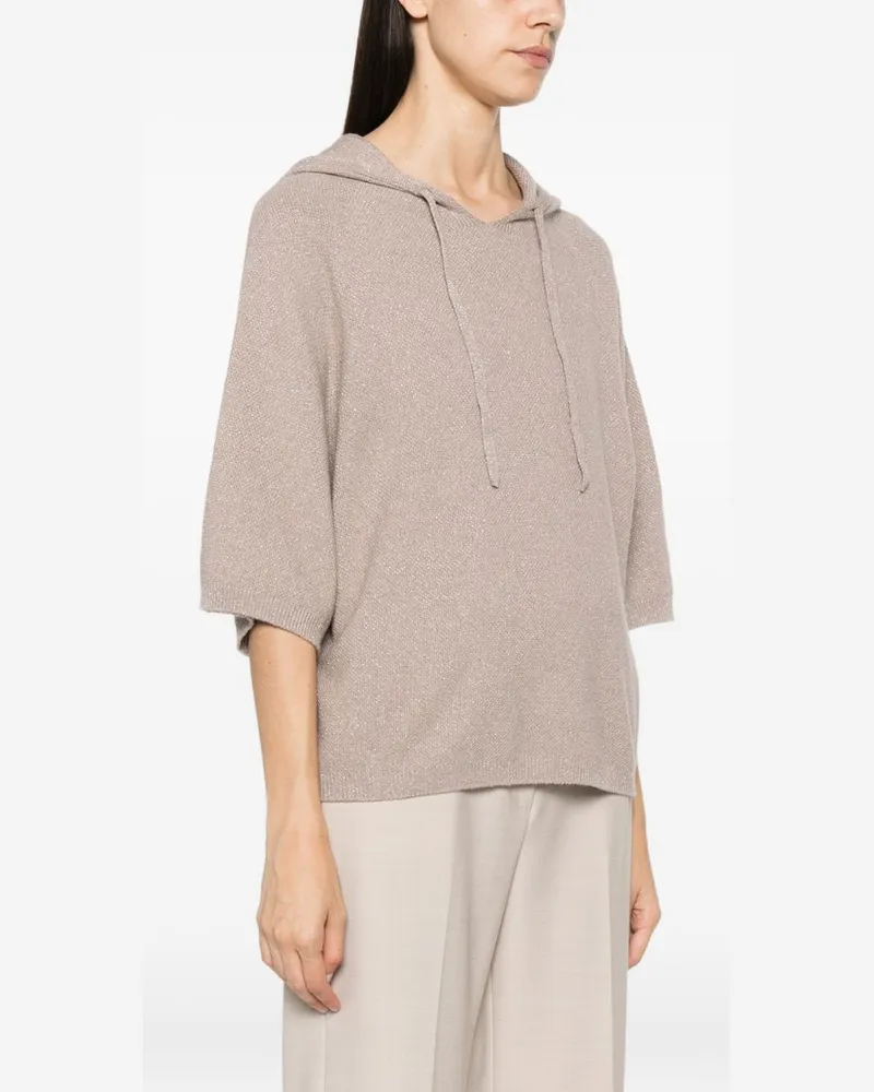 Fabiana Filippi Metallic-Finish Wool-Blend Sweatshirt — Beige Beige