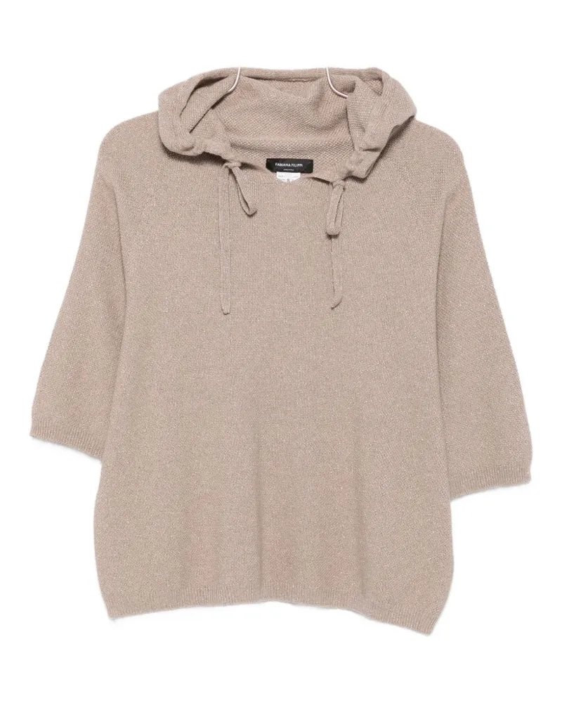 Fabiana Filippi Metallic-Finish Wool-Blend Sweatshirt — Beige Beige