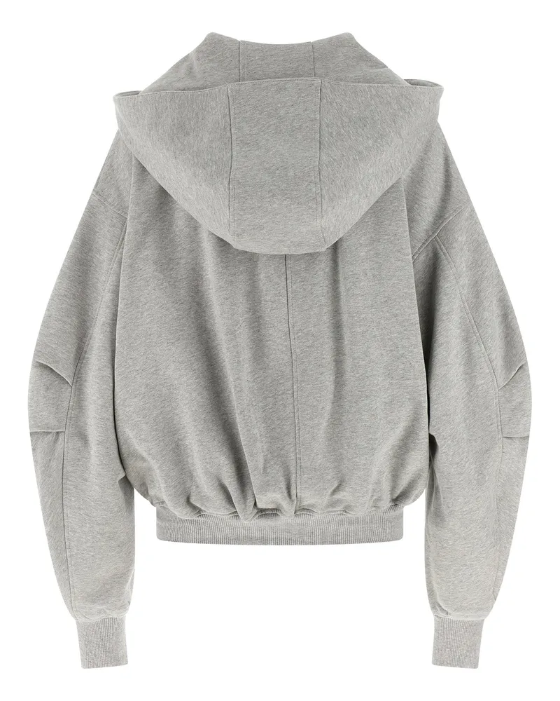 ATTICO Logo-Embroidered Double Fleece Hoodie — Gray Gray