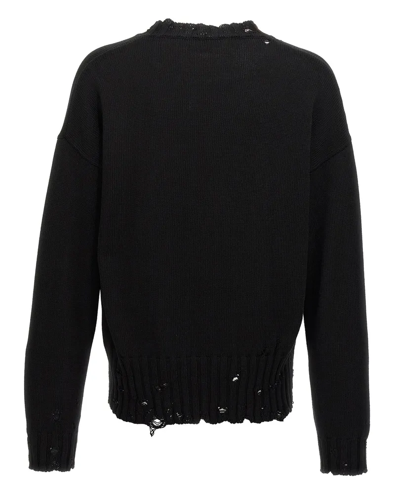 Marni Destroyed-Effect Cotton Sweater — Black Black