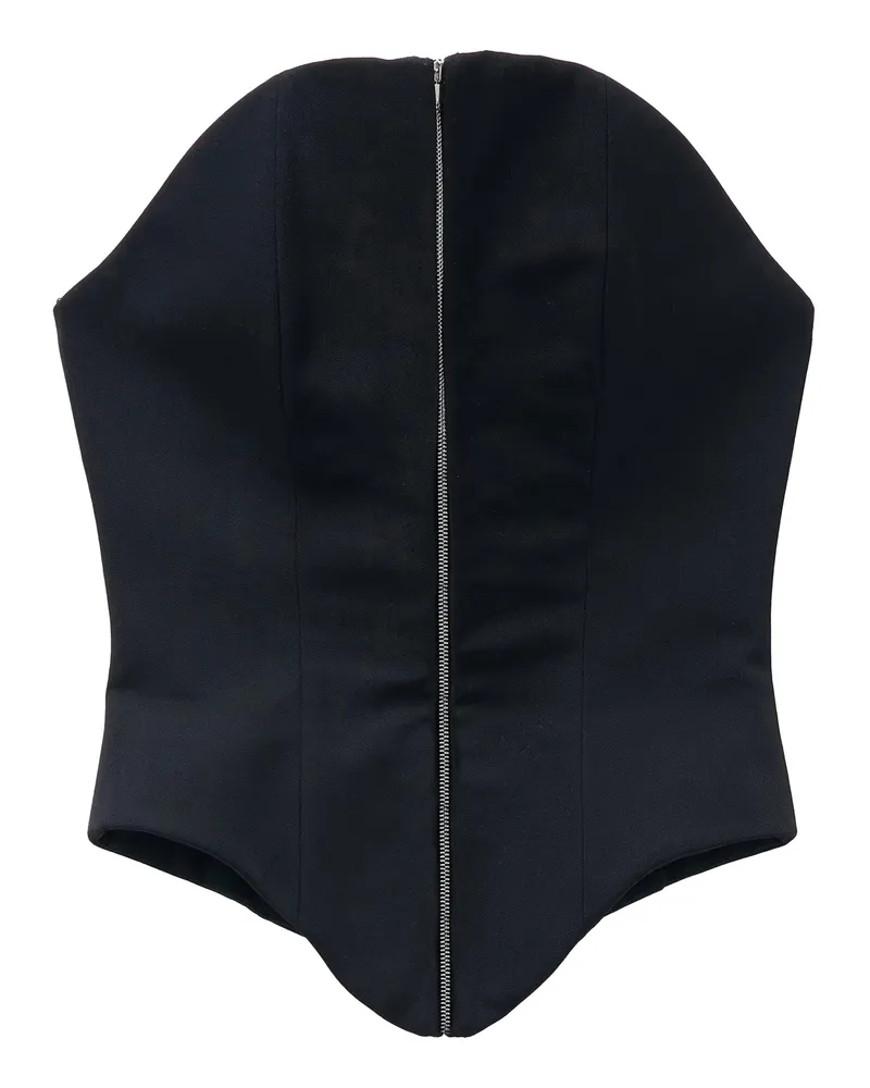 Alexander McQueen Boned Merino Wool Corset Top — Black Black