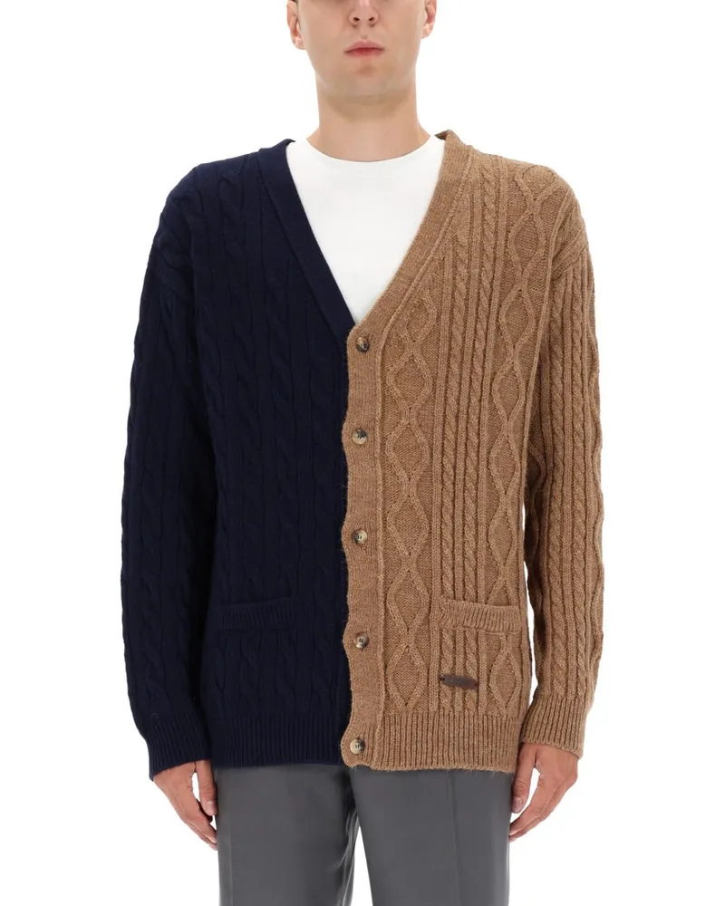 Moschino Bicolor Acrylic Blend Cardigan — Brown Brown