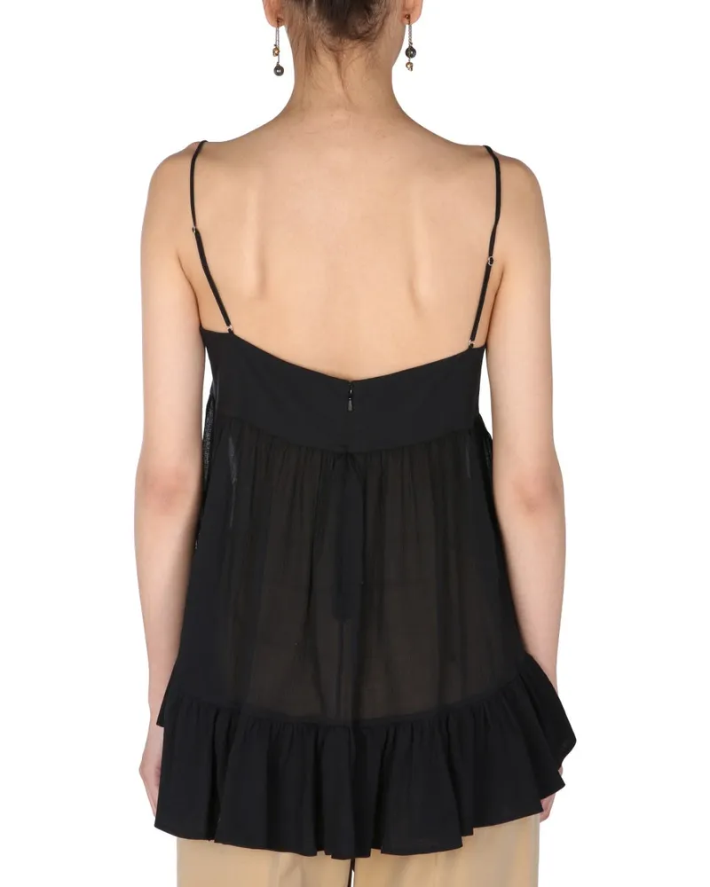 Alexander McQueen Semi-Transparent V-Neck Blouse — Black Black