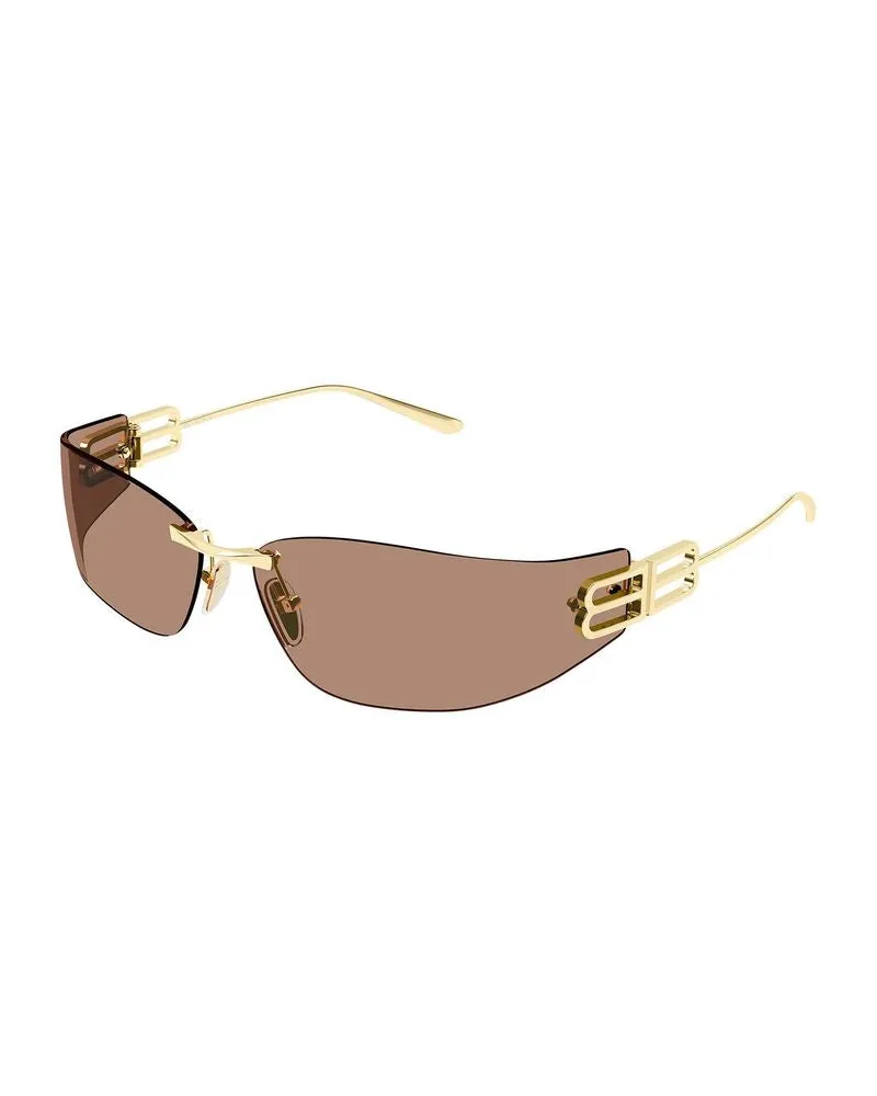 Balenciaga Unisex Sunglasses Metallic Metal Brown