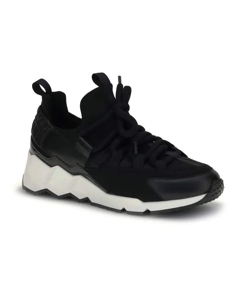 Pierre Hardy Women's Trek Cosmetic Sneakers Patent Kid Neoprene Calf Black Black