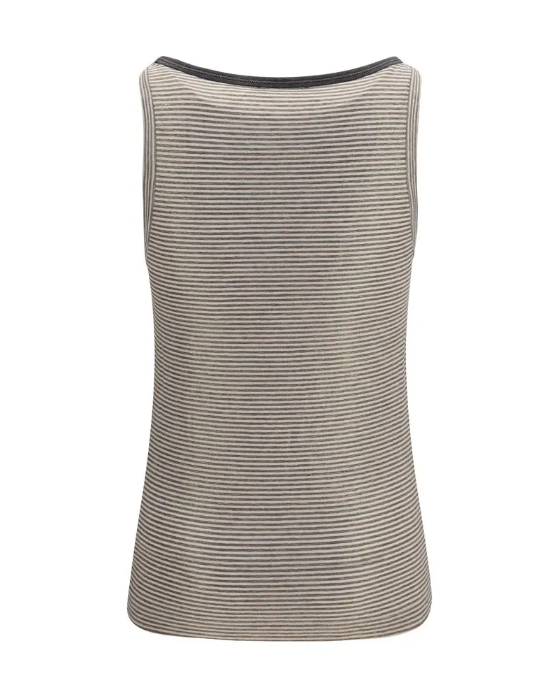 Brunello Cucinelli Women's Beige Linen Tank Tops Beige