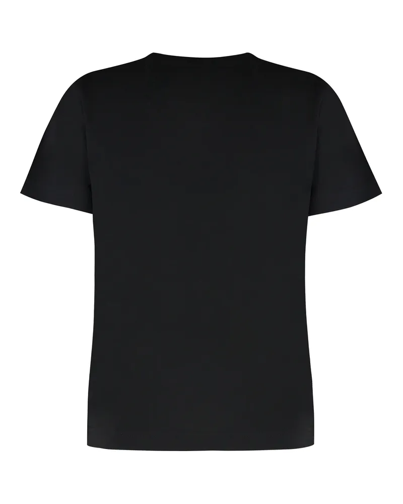 Moncler Women's T-Shirt Crew-Neck Black Cotton T-Shirts & Jerseys Black