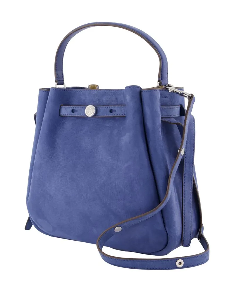 Tory Burch Women's Romy Bucket Bag -  Leather Blue Cowhide Handbags-Purses Blue