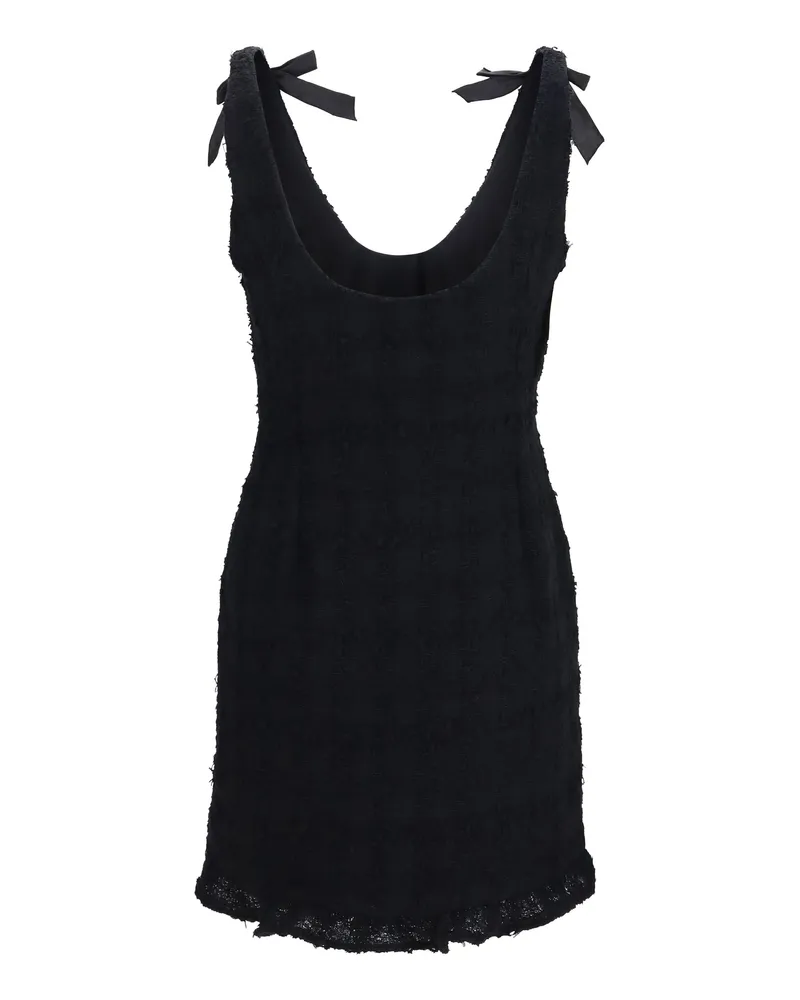 Alessandra Rich Checked Bouclé Tweed Dress — Black Black