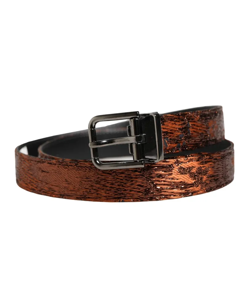 Dolce & Gabbana Men Brown Classic Polyester Metal Buckle Belt Me Calf Leather Brown