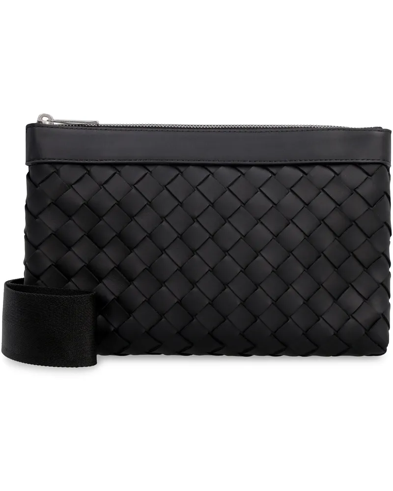 Bottega Veneta Men's Intrecciato Hydrology Messenger Bag Black Calf Black