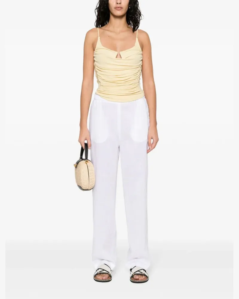 Fabiana Filippi Women's Chambray Pipe-Trim Tapered Trousers Ss24 W White