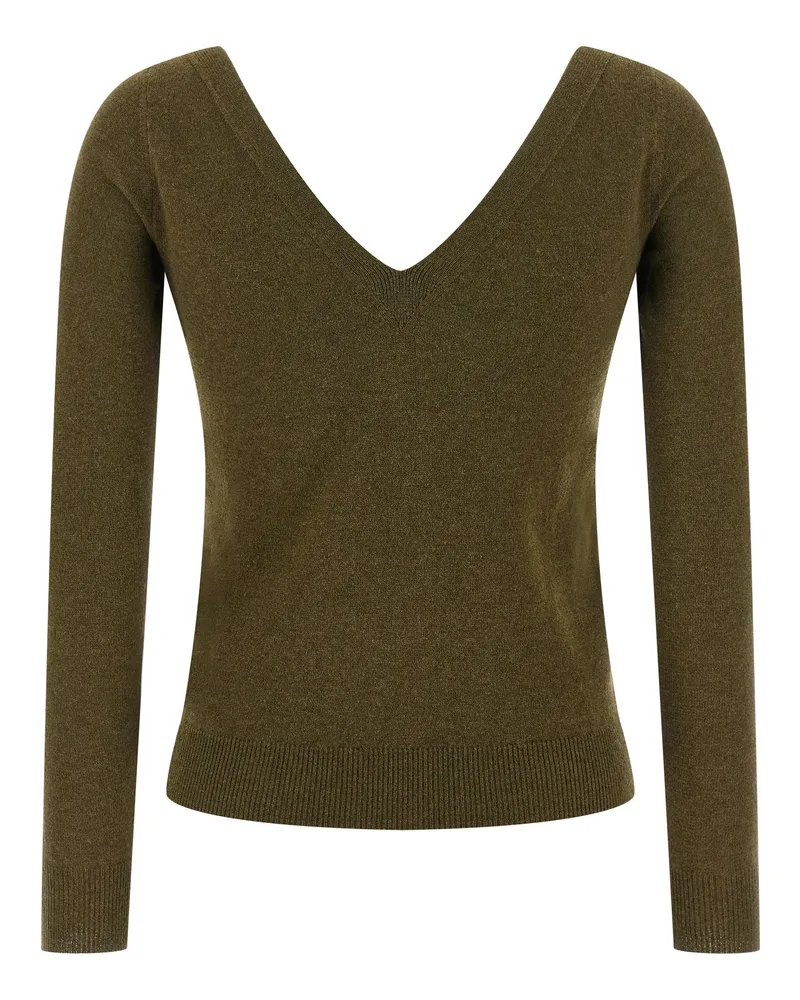 Saint Laurent Women's Bicolor Cashmere Cardigan Clothing Green