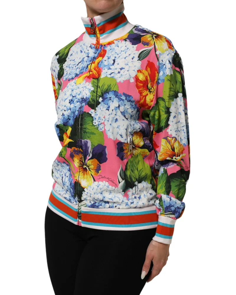 Dolce & Gabbana Women's Multicolor Floral Print Zip Cardigan Jacket Elastane Viscose Clothing Multicolor