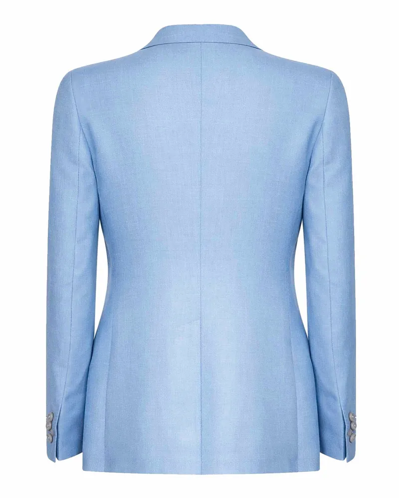 Tagliatore Women's Double-Breasted Blazer Light Blue Virgin Wool Jacket Blue