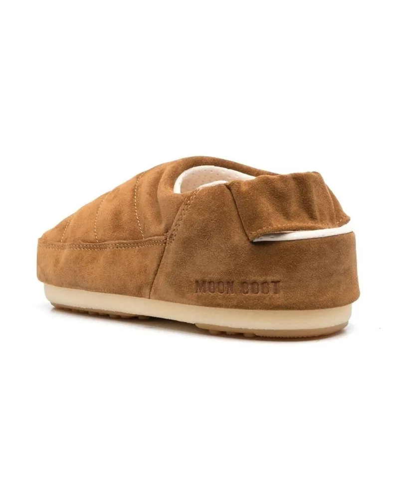 Moon Boot Women's Evolution Slipper Brown Suede Rubber Sole Brown
