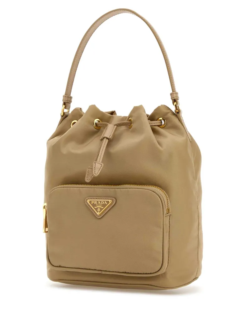 Prada Women's Beige Re-Nylon Duet Bucket Bag Cammello Borse A Secchiello Beige