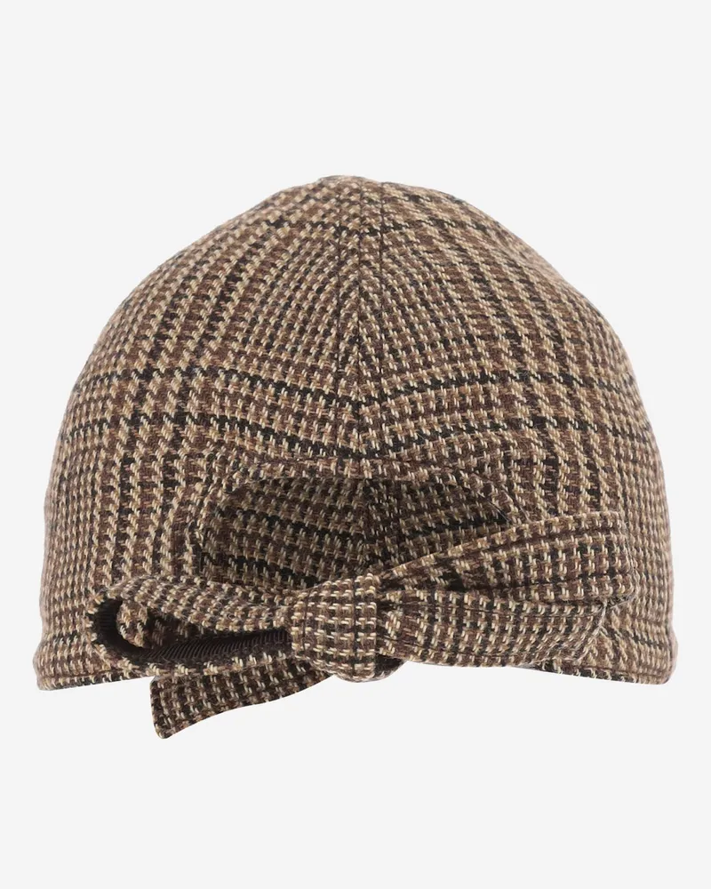 Patou Women's Multicolour Tweed Baseball Cap With Bow Polyacrylic Hat Multicolor