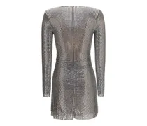Rhinestone-Embellished Wrap Cocktail Dress — Silver