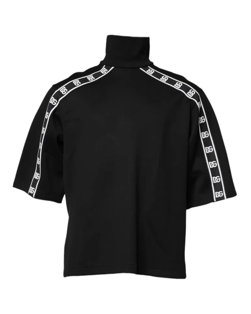 Dolce & Gabbana Men's Black Cotton Dg Print Turtleneck T-Shirt Nylon Black