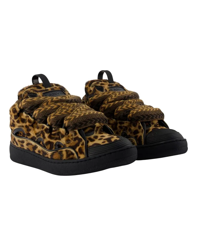 Lanvin Women's Curb Sneaker Brown Synthetic Brown