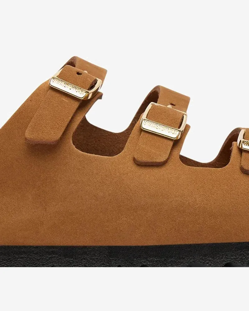 Birkenstock Leather Buckle-Strap Sandals — Brown 