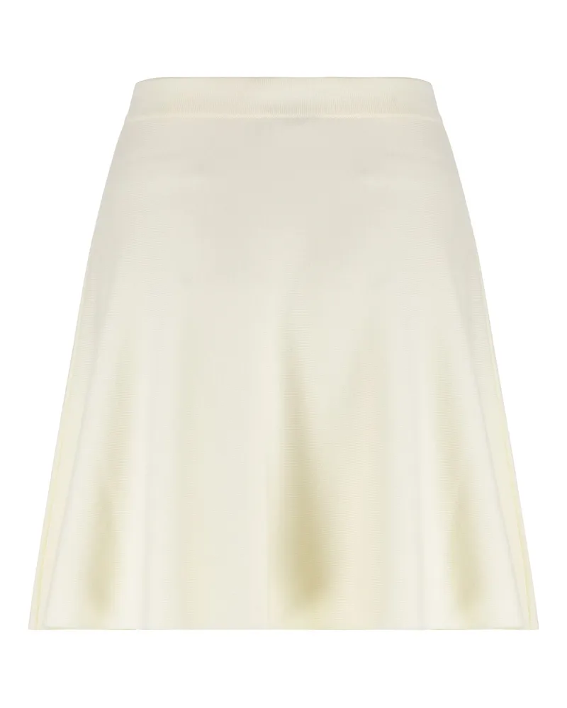 Max Mara Women Miniskirt Crêpe Cotton White Virgin Wool Skirt White