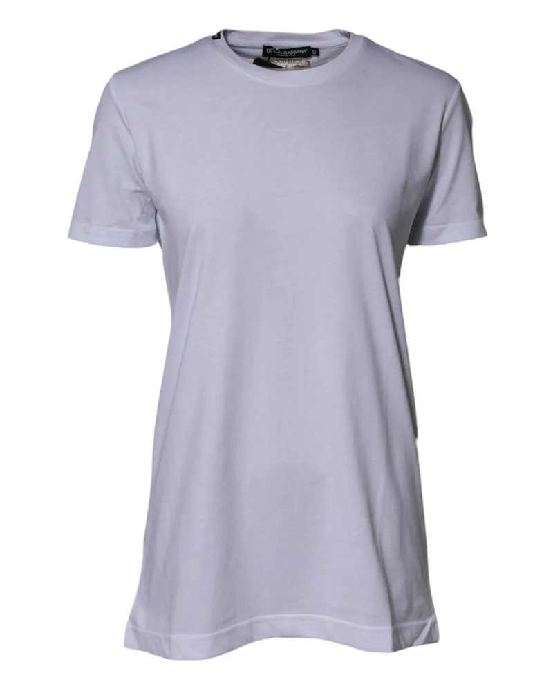 Dolce & Gabbana Women's White Cotton Goodluck 2023 Crew Neck T-Shirt White