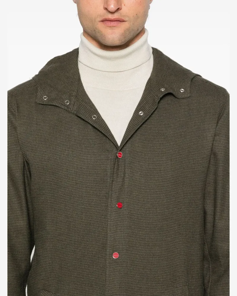 Kiton Women Houndstooth-Pattern Hoodie Aw24 M Khaki