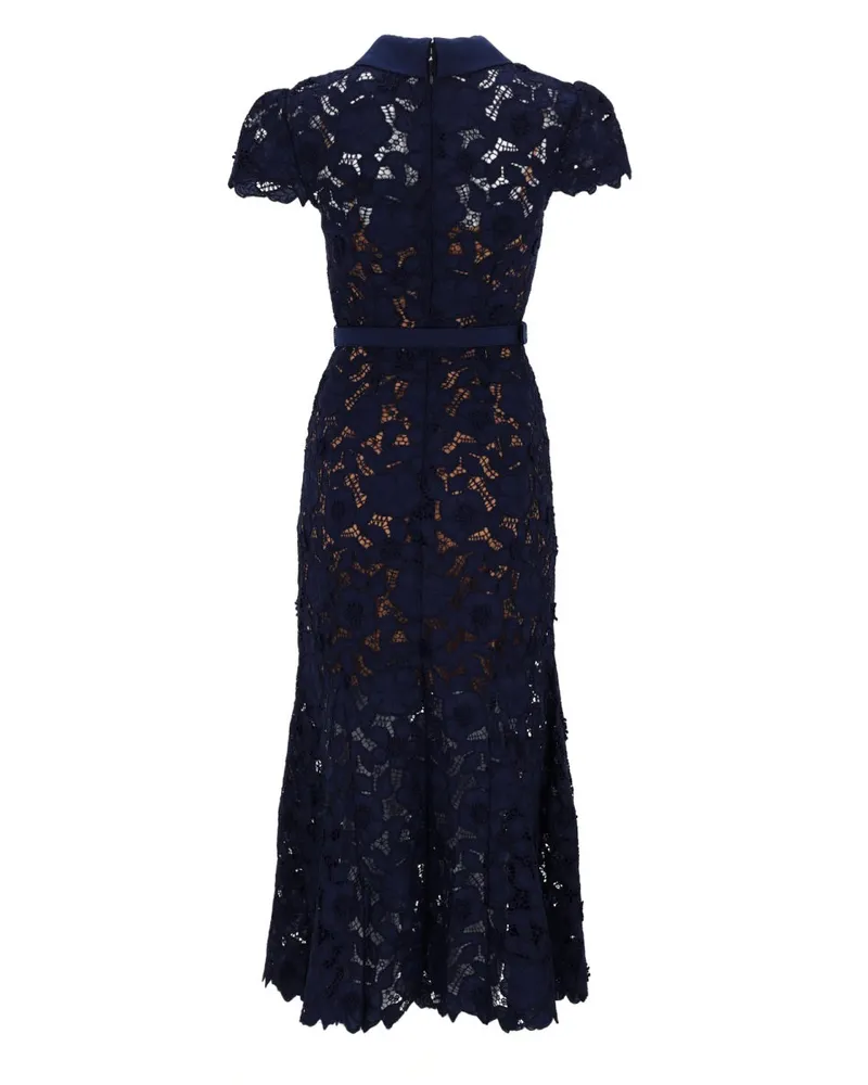 Self-Portrait Lace Midi Dress — Blue Blue