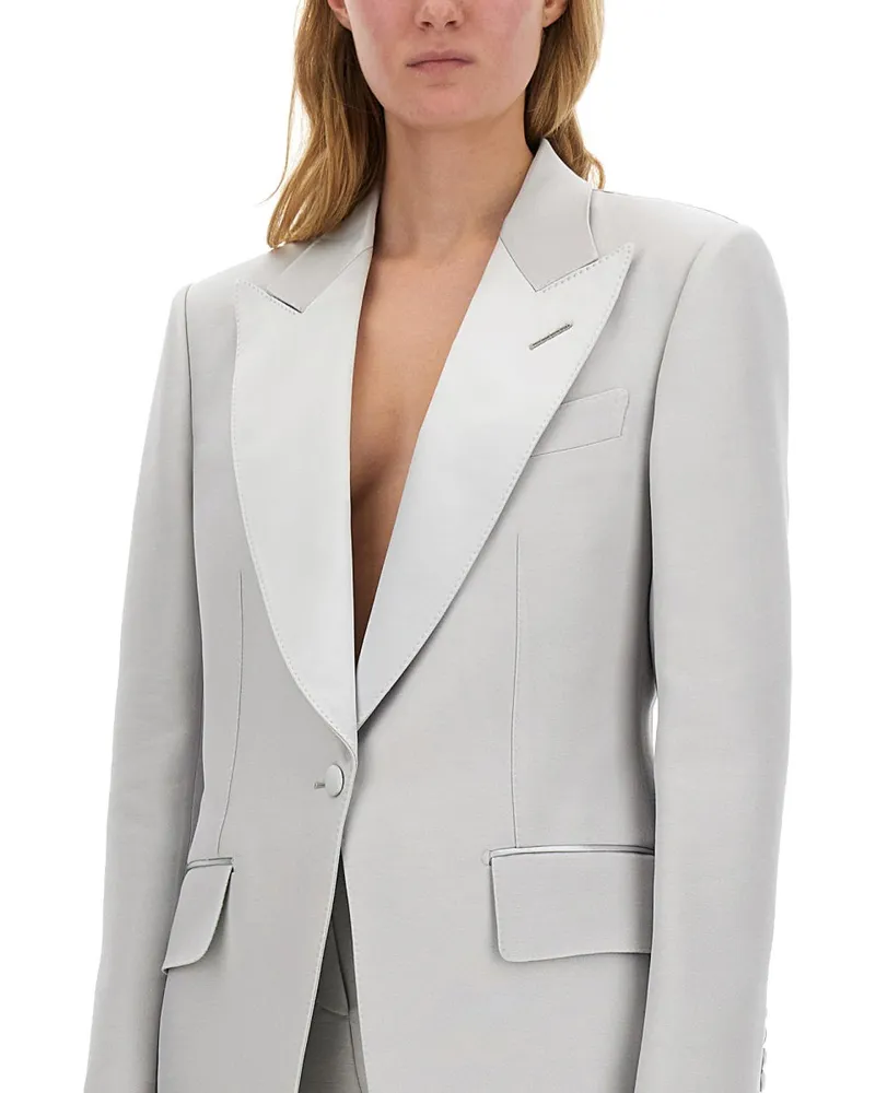 Tom Ford Single-Breasted Tuxedo Blazer — Gray Gray