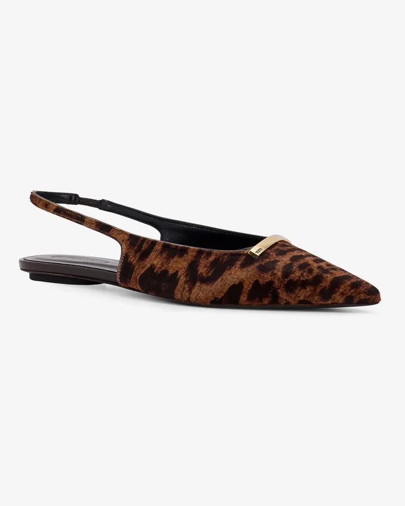 TOD'S Women's Ponyskin Ballerinas Animal Print Pelle Ballerina Shoes Brown